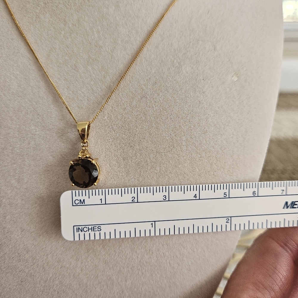 Smoky Quartz With Citrine Accent Gold Over 925 Silver Set - Picture 10 of 16